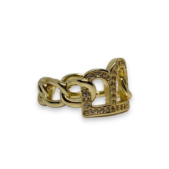 "B" Initial Rhinestone Chain Link Band Adjustable Ring Size 5.5-6 - Picture 6 of 6